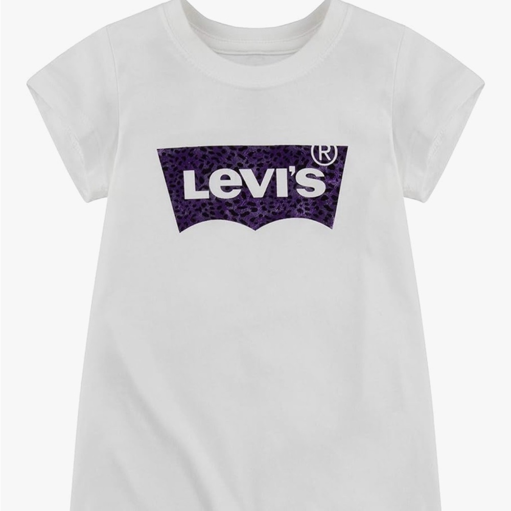 Levi's Kids White Tee with Bold Purple animal print  Logo